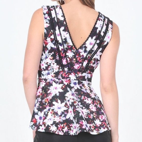 Bebe Floral Peplum Top Blouse size S - Picture 3 of 10